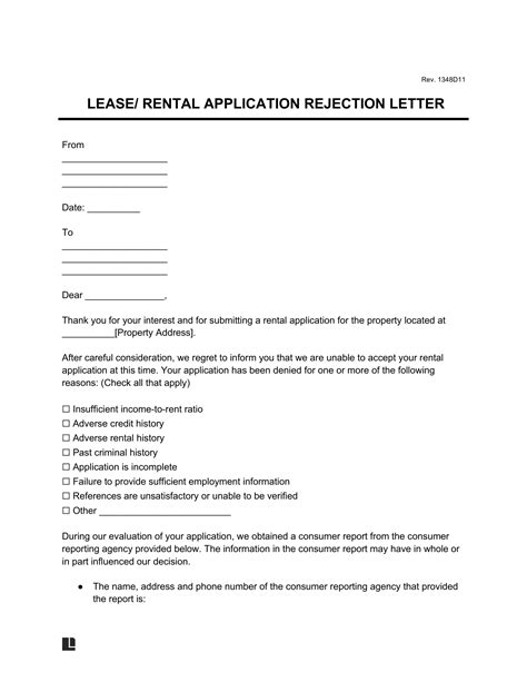 Free Rental Application Denial Letter | PDF & Word