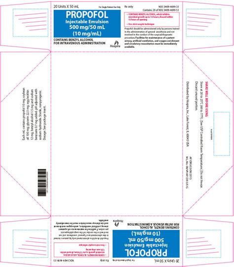 Propofol 1%, 10 mg / mL Intravenous Injection Single Dose Vial 50 mL ...