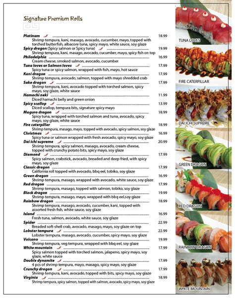 Menu – Dai Ichi Sushi Restaurant