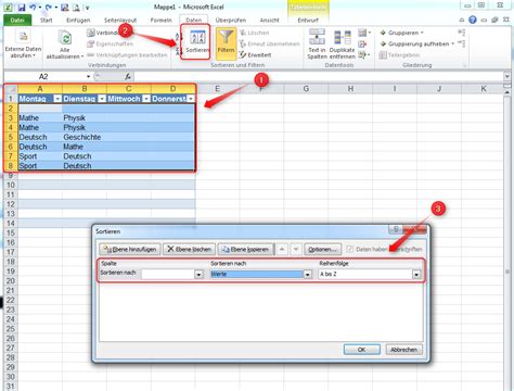 Tabellen in Excel sortieren – Supportnet