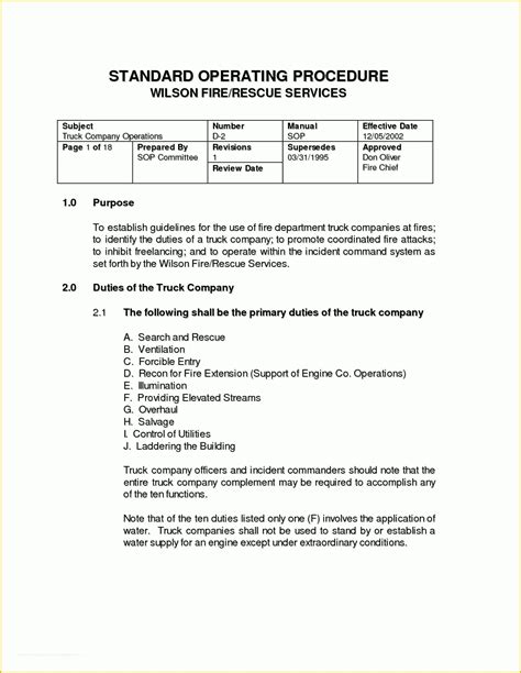 Standard Operating Procedure Template Free Of Accounting Standard ...