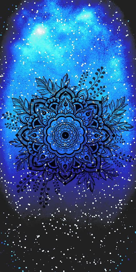 Mandala snow flower, black, blue, christmas, flower, mandala, snow ...