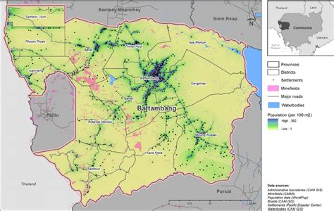 Location of Battambang province, Cambodia. The map shows the spatial ...