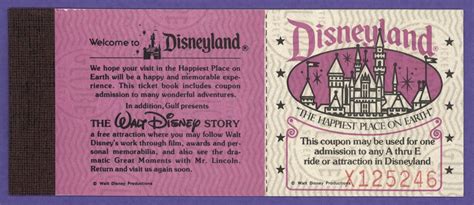 Vintage Disneyland Tickets: Disneyland Courtesy Book - 1981