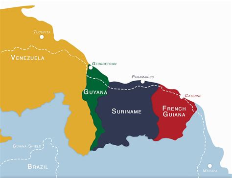 Map of The Guianas with their correct Borders. The Borders of Venezuela ...