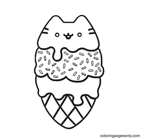 Pusheen Coloring Pages Pusheen Cat With Ice Cream Xcolorings | The Best ...