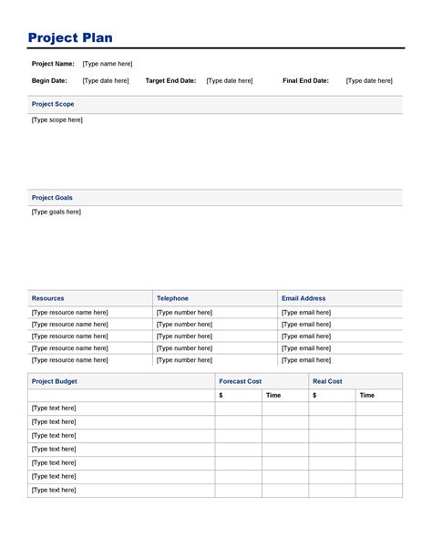 Free Printable Project Planner Template