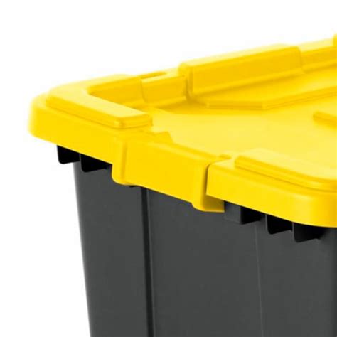 Sterilite 27 Gallon Industrial Storage Tote w/ Latching Lid, Black ...