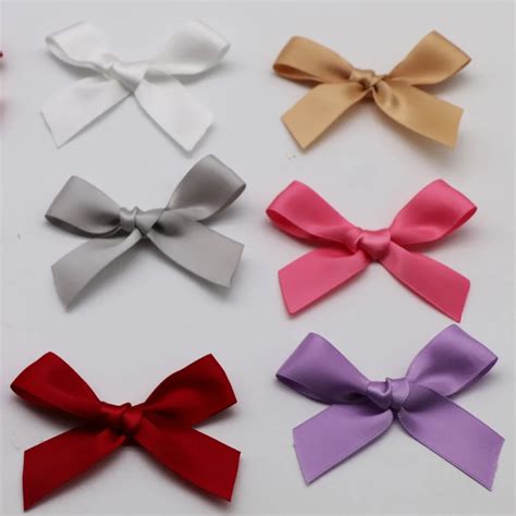 100Pcs Handmade Mini Satin Ribbon Flowers DIY Bows Ribbon Bowknot For ...