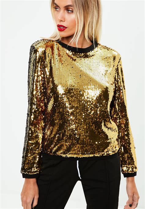 Missguided Synthetic Gold Slay Sequin Top in Metallic - Lyst