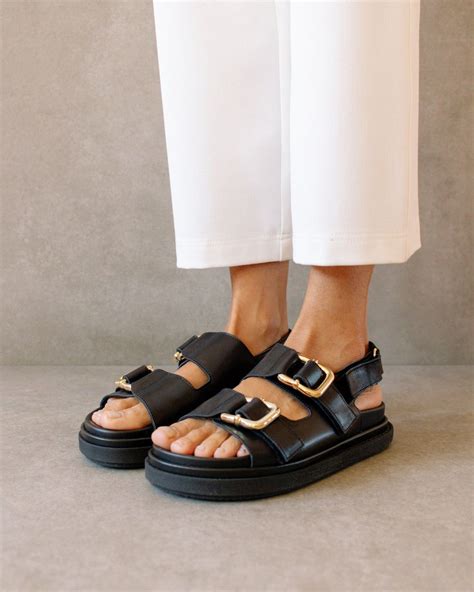 Harper - Black Leather Sandals | ALOHAS | Black sandals, Black leather ...