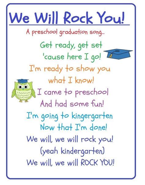 Sensational Preschool Graduation Songs And Poems Free Printable ...