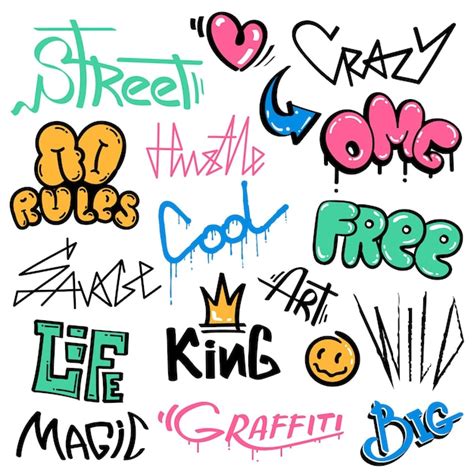 Premium Vector | Graffiti words and elements, street art with spray ...