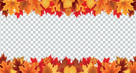 Autumn leaves border frame with space text on transparent background ...