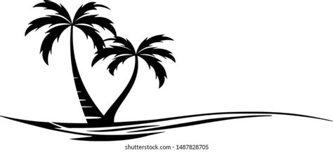 Beach Palm Skyline Silhouette Vector Stock Vector (Royalty Free ...