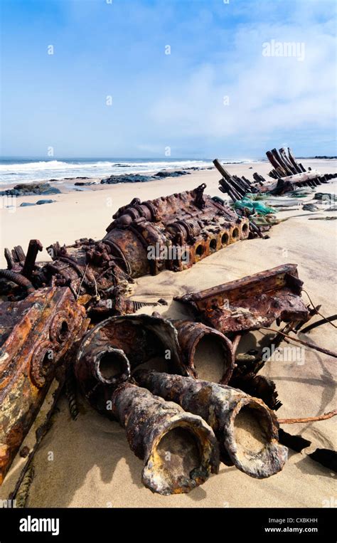 Shipwreck remains, Skeleton Coast, Namib Desert, Namibia, Africa Stock ...