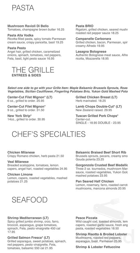 Brio Italian Grille menu in Liberty Township, Ohio, USA