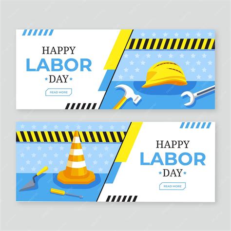 Free Vector | Flat labor day banners set