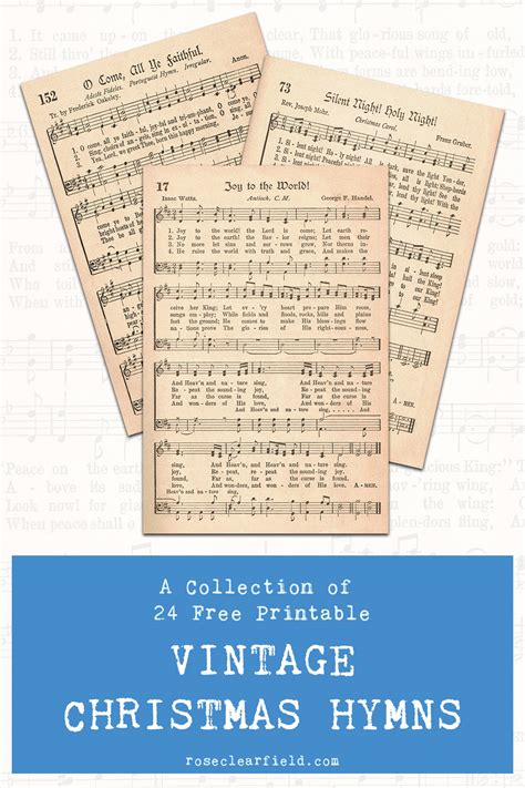 Free Printable Vintage Christmas Sheet Music Hymns • Rose Clearfield