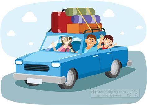 Travel Clipart-family traveling by car road trip clipart