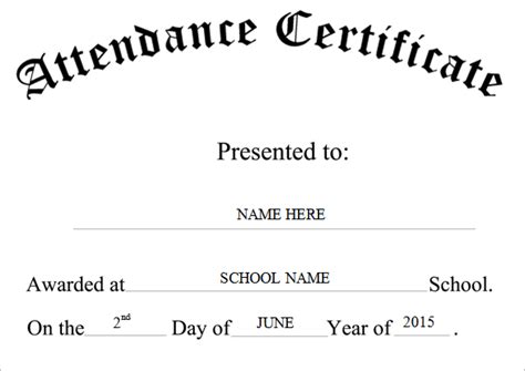 Attendance Certificate Template Word (1) - TEMPLATES EXAMPLE ...