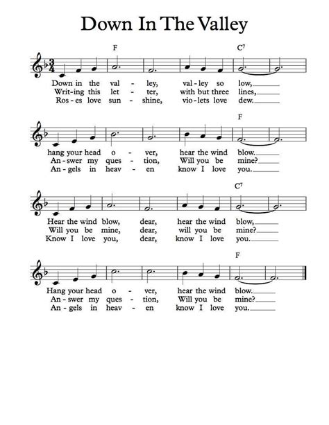 Guitar Chords Down In The Valley | Go Guitar Sheet Music