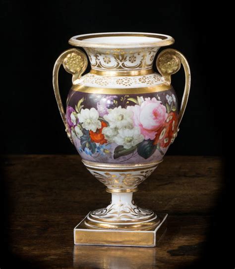 English porcelain vase, classical urn with flower band, c. 1805 ...