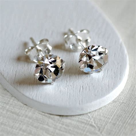 Sterling Silver Diamante Stud Earrings By Highland Angel ...