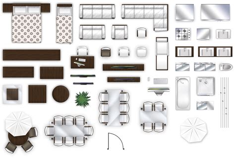 2d furniture top-down view style-2 3D Model | CGTrader.com