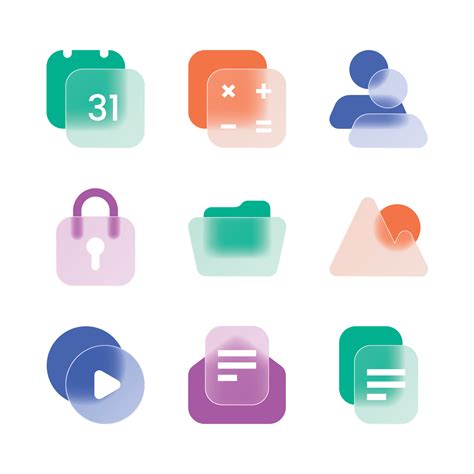 Glassmorphism General UI Icons 10553923 Vector Art at Vecteezy