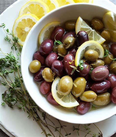 Lemon Thyme Marinated Olives are so simple and easy to make. This ...