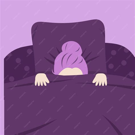 Premium Vector | Sleepy girl in bed illustration cute girl with violet ...