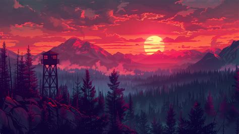 Firewatch Sunset HD Nature Mountain Wallpaper, HD Artist 4K Wallpapers ...