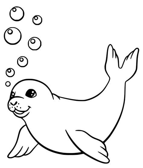 Seal Swimming Coloring Page - Free Printable Coloring Pages for Kids