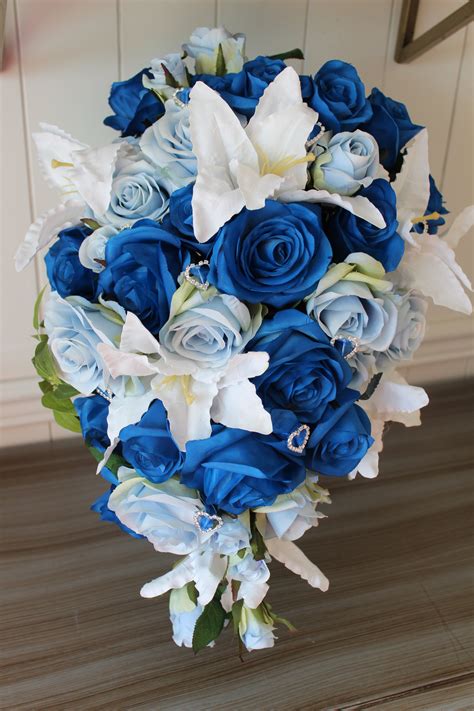 Royal Blue, Light Blue and White Silk Wedding Flowers — Silk Wedding ...