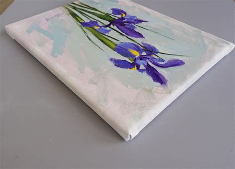 Spring Flower Painting Blue Iris Original Oil Painting on - Etsy