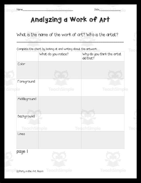 Analyzing Artworks | Art Analysis Worksheets by Teach Simple