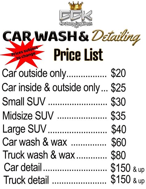 Car Wash Prices List / Price List : Prices start at $2.99 only ...