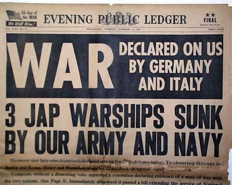 Germany and Italy declare war on the United States... - RareNewspapers.com