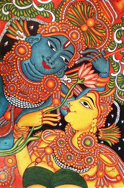 Radha krishna | Kerala mural painting, Mural painting, Kerala mural