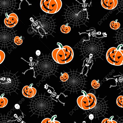 Halloween Pumpkins And Skeleton Background Scare Seasonal Teeth Vector ...