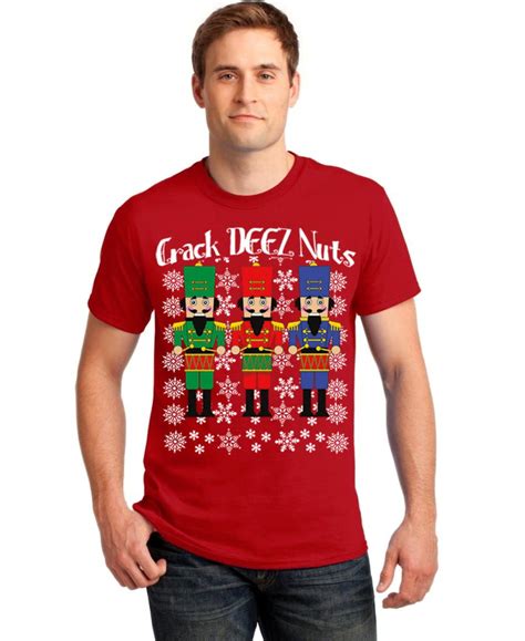 Crack Deez Nuts Christmas Men's T-shirt, S, Red - Walmart.com