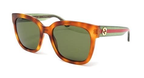 Gucci Sunglasses GG0034S 003 Havana Green/Green womens 54X18X145 ...