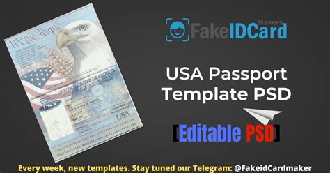 Fake Us Passport Template Psd Passport Template Id Card Template ...