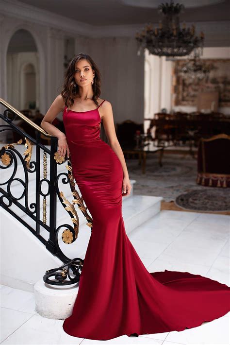 Delara - Wine Red (With images) | Red satin dress, Dresses, Red velvet ...