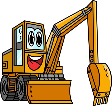 Excavator with Face Vehicle Cartoon Clipart 11416479 Vector Art at Vecteezy