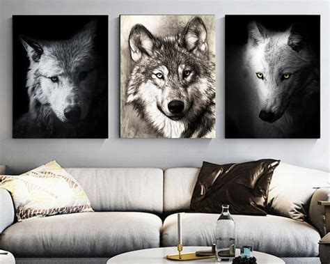 Black and White Wolf Pack Photo Portraits Instant Printable Downloads ...