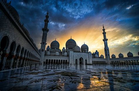 HD wallpaper: the grand mosque, white marble, islam, minaret ...