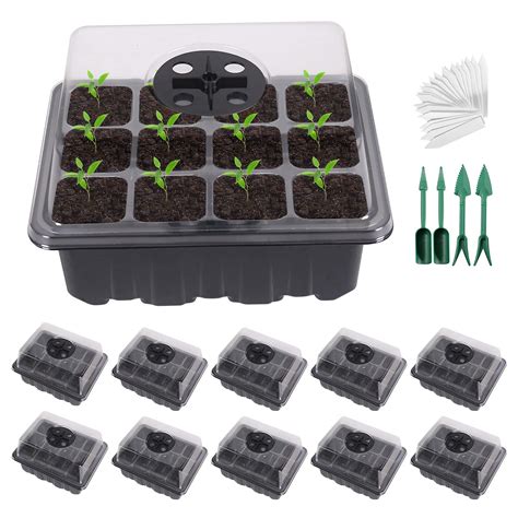 Buy 10 Pack Seed Trays, 12 Cells Seed Starter Tray Thicken Seedling ...