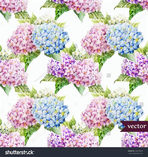 Hydrangea Pattern Watercolor Wallpaper Flowers Stock Vector (Royalty ...